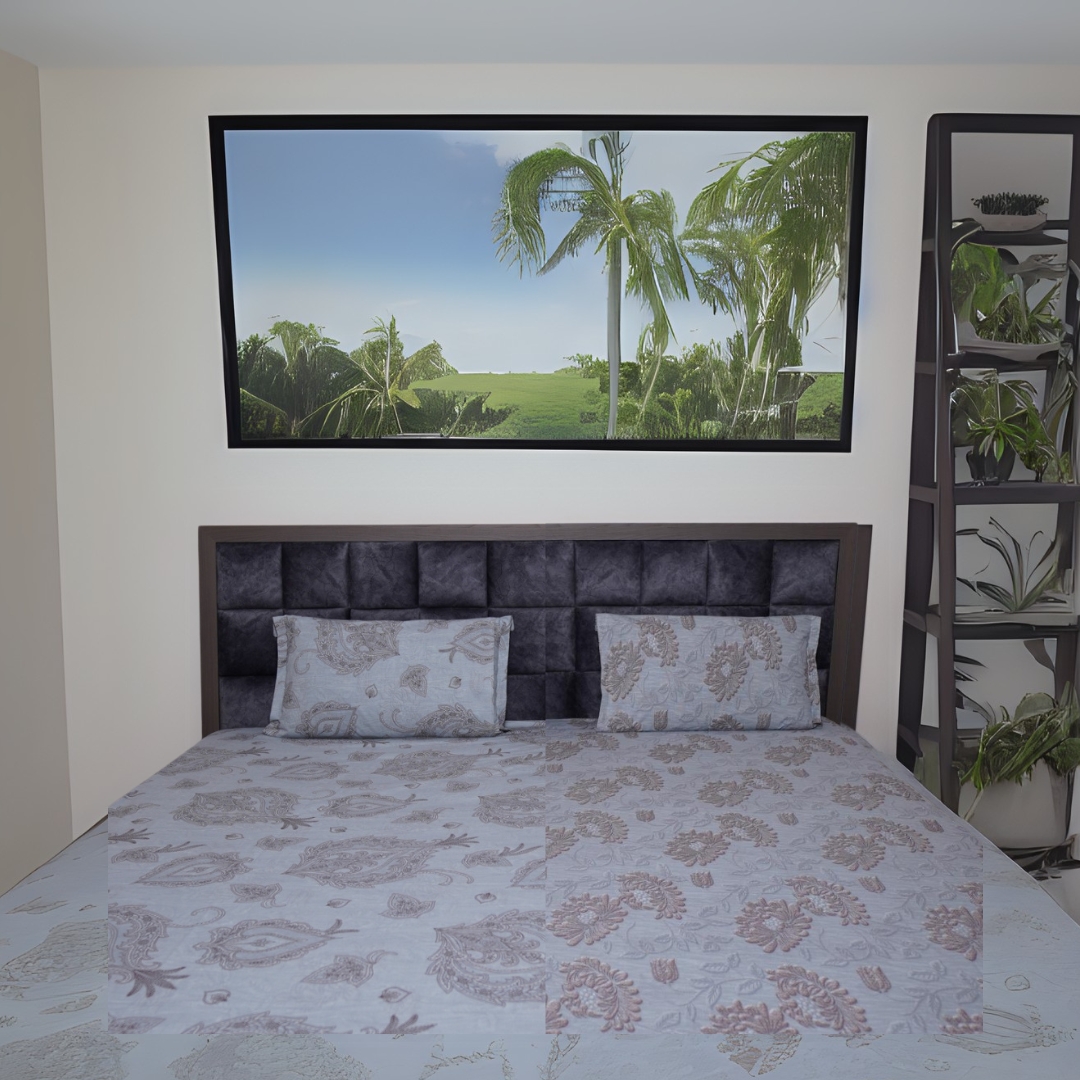 Reversible King Size Bedsheets| Two Designs in One| High Thread Count |108 by 108 Inches |Tranquilt