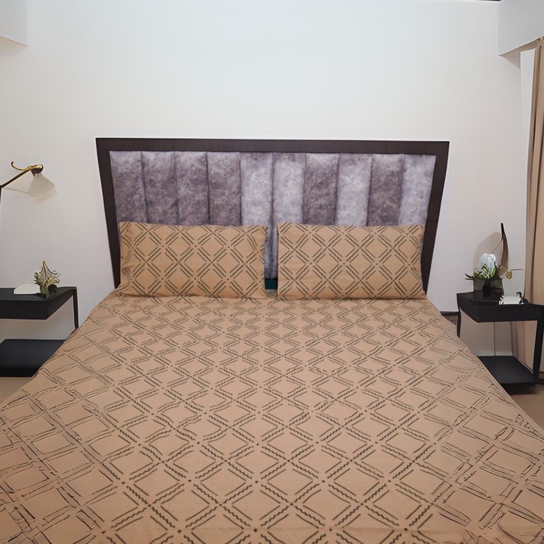 Tranquilt Queen Border Bedsheets | Thick Cotton Borders | Premium 200-Thread Count Cotton Fabric | 90 by 108 Inches | Tranquilt