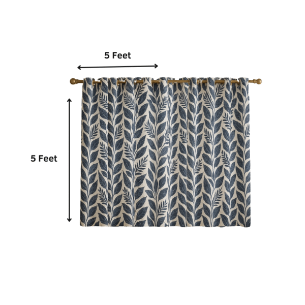 Contemporary Leaf Design Printed Curtains | Door curtains 7 feet and window curtains set of 2 - Image 4
