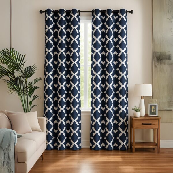 Contemporary Printed Moroccan Curtains | Door curtains 7 feet and window curtains set of 2