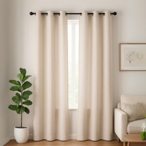 White Contemporary Heavy Curtains Set of 2 | Door curtains 7 feet and window curtains set of 2
