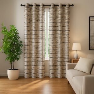 Contemporary Printed Woodlook Curtains Set of 2 | Door and Window Curtains | Tranquilt