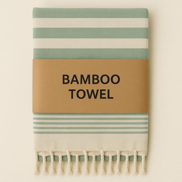 Sage Green Bamboo Towels| Premium Striped-Pattern Light Bamboo Towels| Quick-Drying Bamboo Towels | Tranquilt - Image 3