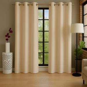 Cream Tranquilt Abstract textured curtains | Door curtains 7 feet and window curtains set of 2 | Tranquilt