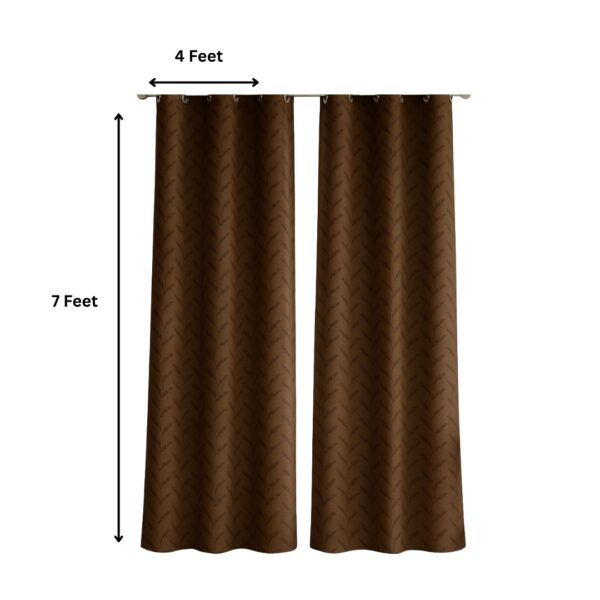 Dark Brown Tranquilt blackout printed leaves curtains | Door curtains 7 feet and window curtains set of 2 | Tranquilt - Image 4
