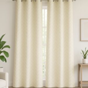 Egg Shell Tranquilt blackout printed leaves curtains | Door curtains 7 feet and window curtains set of 2 | Tranquilt