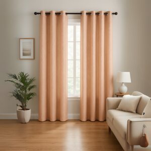Pink Tranquilt infinity luxury curtains set of 2 | Door curtains 7 feet and window curtains set of 2 | Tranquilt