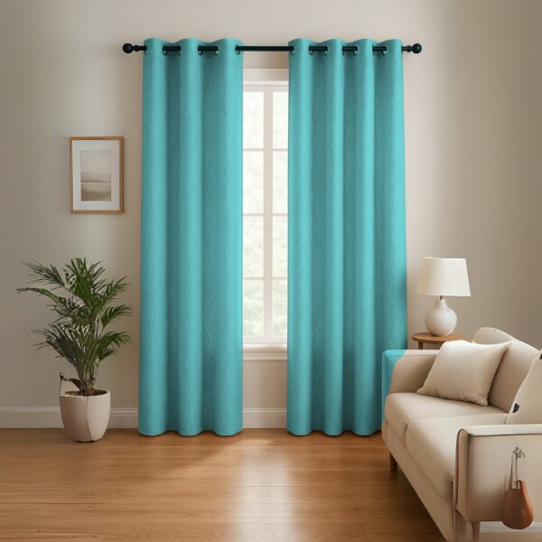 Blue Tranquilt infinity luxury curtains set of 2 | Door curtains 7 feet and window curtains set of 2 | Tranquilt