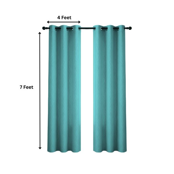 Blue Tranquilt infinity luxury curtains set of 2 | Door curtains 7 feet and window curtains set of 2 | Tranquilt - Image 2