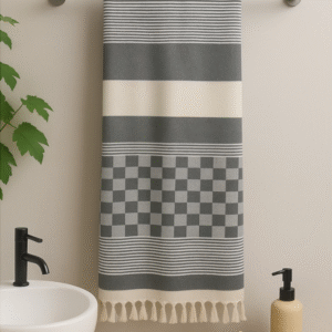Grey Bamboo Towels | Quick Dry Towels|Box-Pattern Light Bamboo Towels | Tranquilt