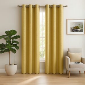Gold Tranquilt abstract blackout curtains | Door curtains 7 feet and window curtains set of 2 | Tranquilt