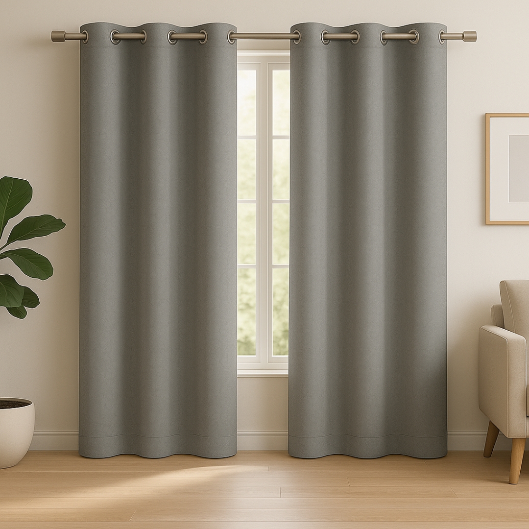 Grey Tranquilt abstract blackout curtains | Door curtains 7 feet and window curtains set of 2 | Tranquilt