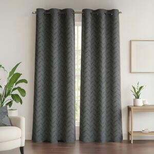 Grey Tranquilt blackout printed leaves curtains | Door curtains 7 feet and window curtains set of 2 | Tranquilt