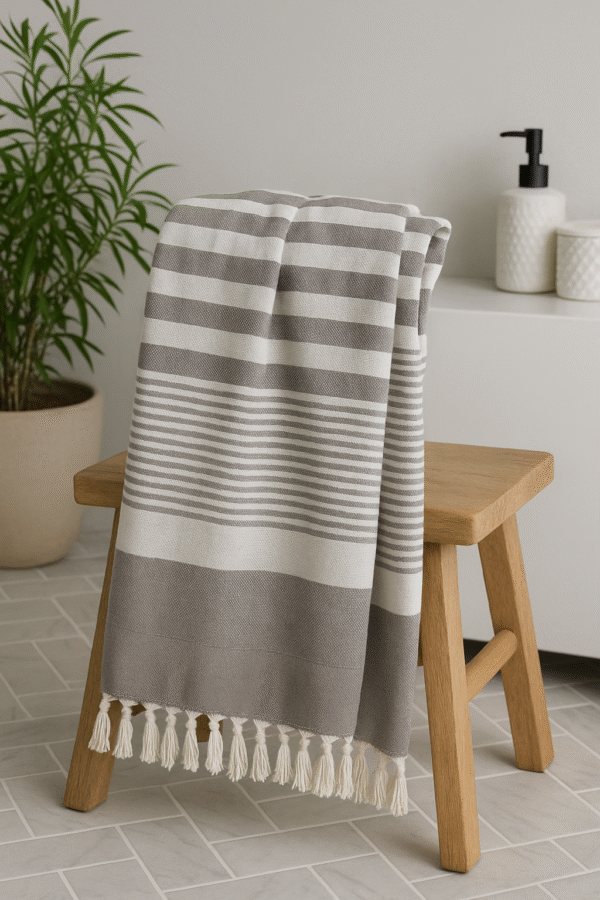 Dusty Pink Bamboo Towels| Premium Striped-Pattern Light Bamboo Towels| Quick-Drying Bamboo Towels | Tranquilt