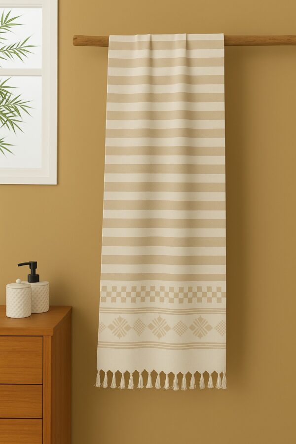 Beige Bamboo Towels| Elegant geometric weave| Soft and Breathable Bamboo Towels| Tranquilt