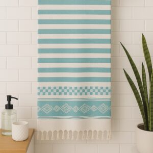 Blue Bamboo Towels| Elegant geometric weave| Soft and Breathable Bamboo Towels| Tranquilt