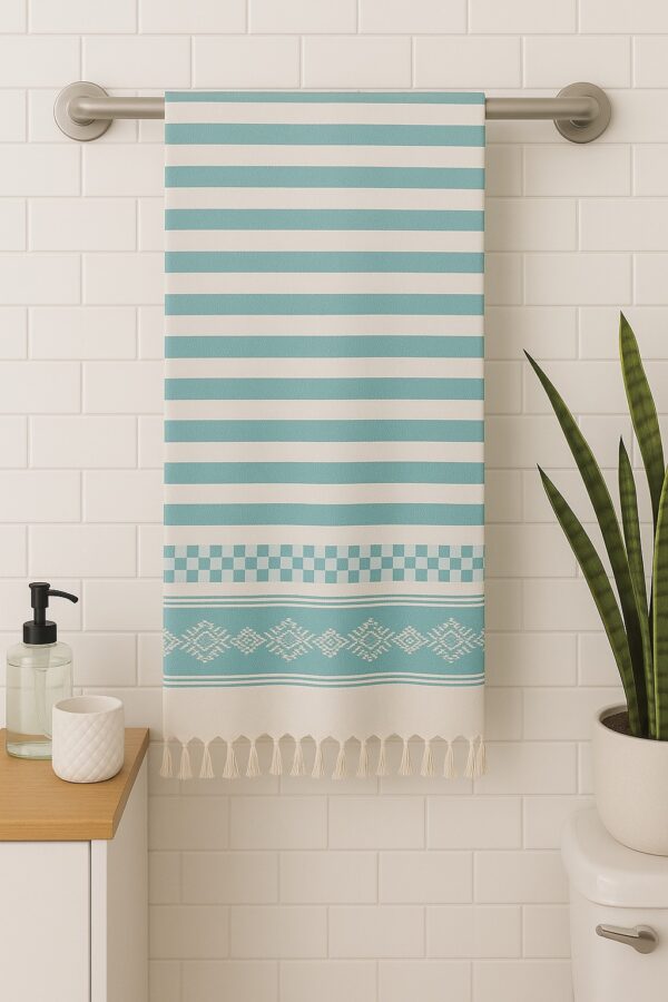 Blue Bamboo Towels| Elegant geometric weave| Soft and Breathable Bamboo Towels| Tranquilt