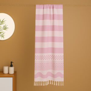 Pink Bamboo Towels| Elegant geometric weave| Soft and Breathable Bamboo Towels| Tranquilt