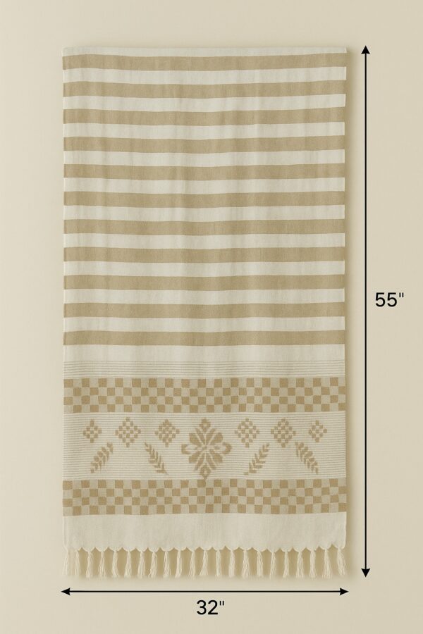 Beige Bamboo Towels| Elegant geometric weave| Soft and Breathable Bamboo Towels| Tranquilt - Image 3