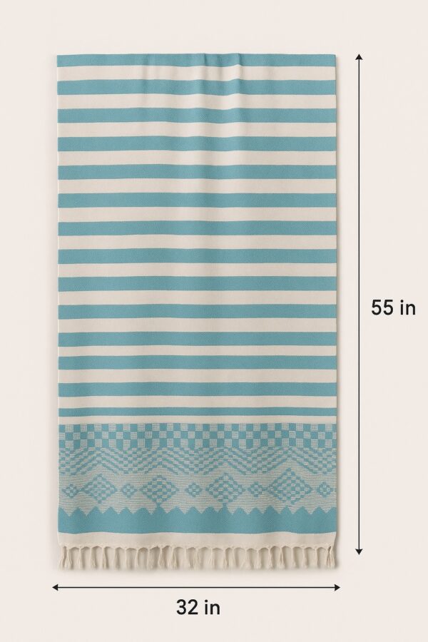 Blue Bamboo Towels| Elegant geometric weave| Soft and Breathable Bamboo Towels| Tranquilt - Image 2