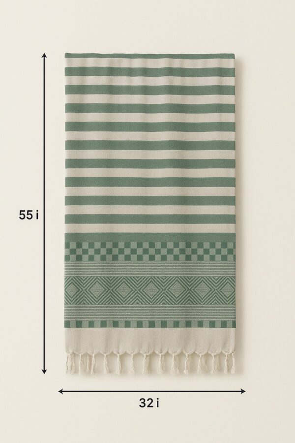 Dark Green Bamboo Towels| Elegant geometric weave| Soft and Breathable Bamboo Towels| Tranquilt - Image 3
