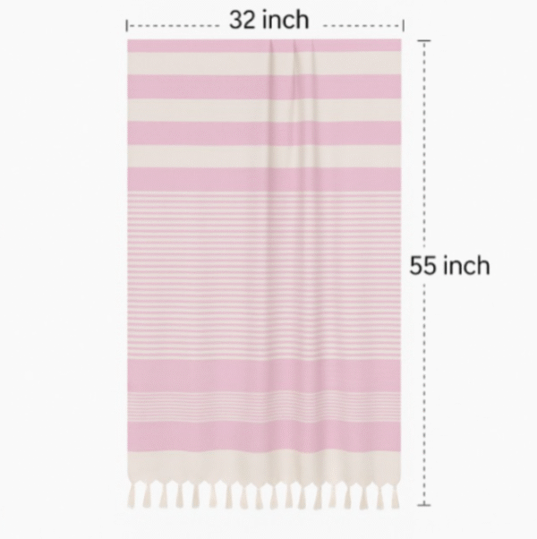 Pink Bamboo Towels| Premium Striped-Pattern Light Bamboo Towels| Quick-Drying Bamboo Towels | Tranquilt - Image 3